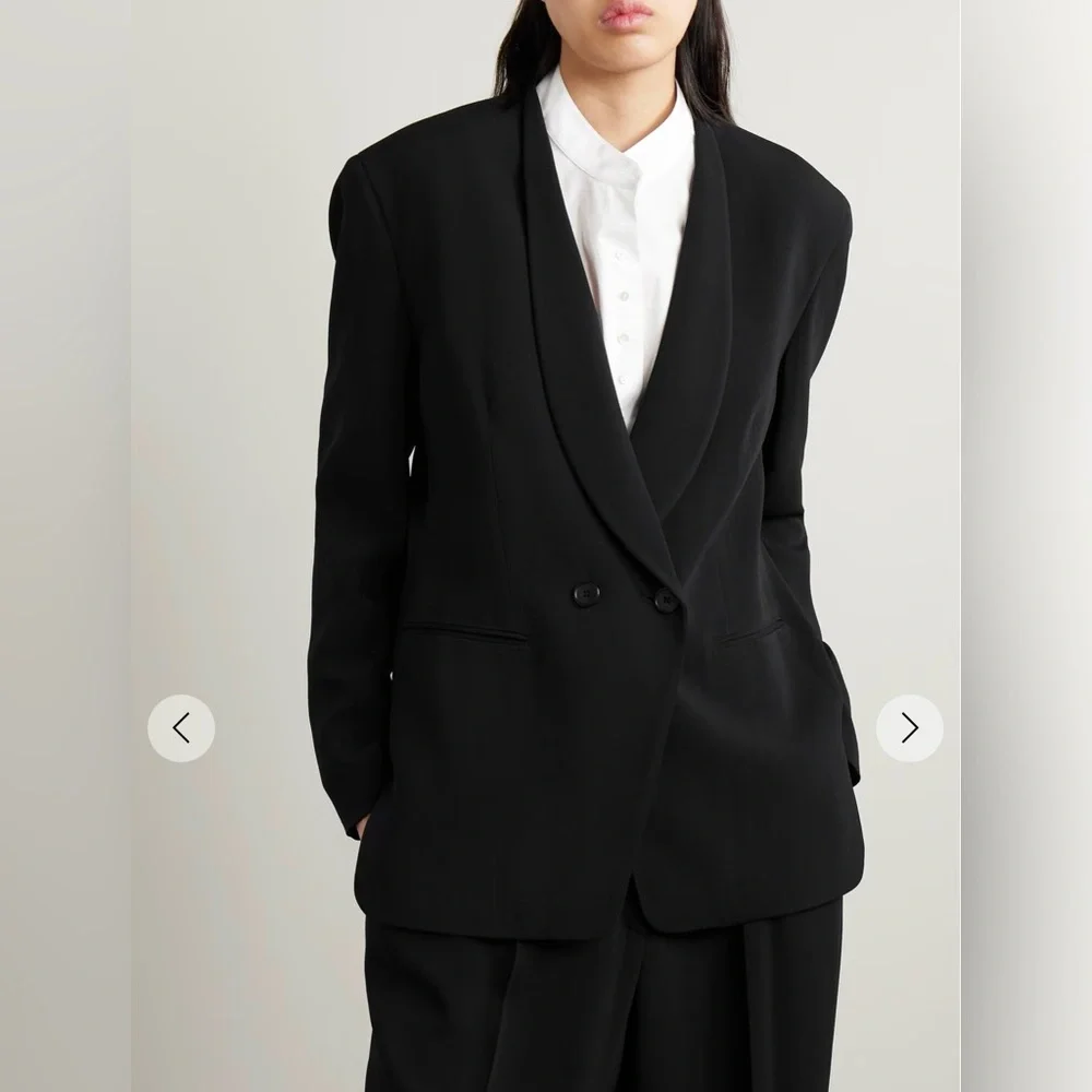 THE ROW black Alda blazer jacket double breasted shawl lapels New w/tags $2800 - Picture 3 of 16